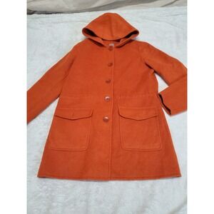 J. Jll Burnt Orange Wool Hoodie Long Jacket Small Classic Bohemian Boho Capsule